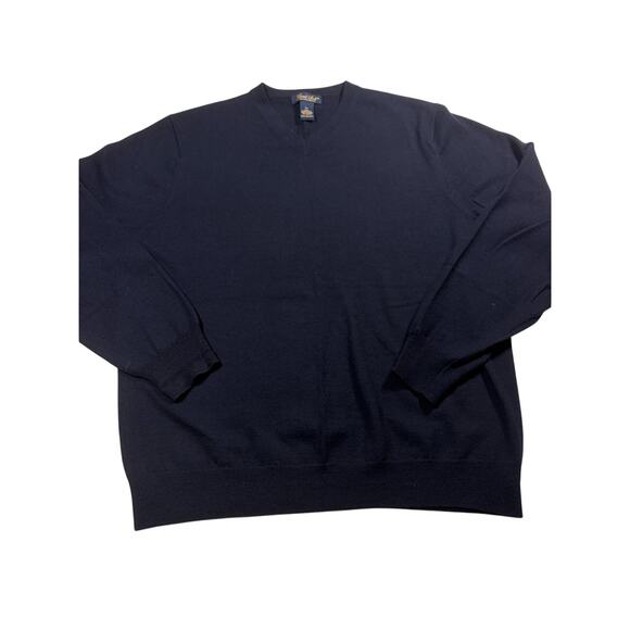 Garret Scott Other - Garret Scott XL 100% Merino Wool V Neck Sweater Navy Blue Extra Fine Mens
